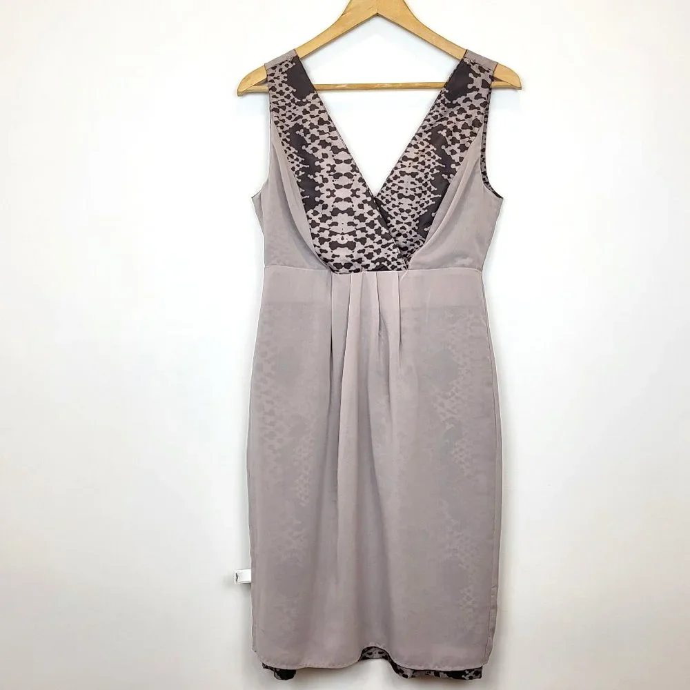 Banana Republic 100% Silk Gray Snakeskin Print Cocktail Dress, Size 4, NWT - Picture 7 of 12